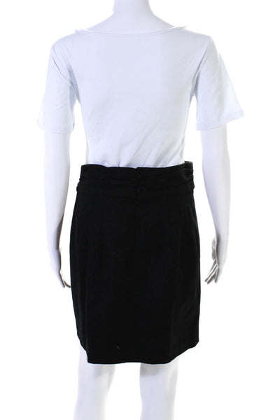 Nanette Lepore Womens Gathered Waist Wool Felt Pencil Skirt Black Size 6