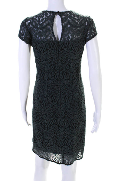 Nanette Lepore Womens Lace Chenille Sheath Dress Jacket Set Blue Size 2 4