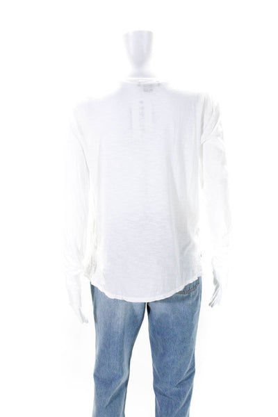 Vince Womens White Cotton Crew Neck Basic Long Sleeve T-Shirt Top Size S