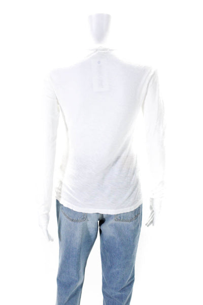 Standard James Perse Womens White Cotton Crew Neck Basic Long Sleeve Top Size 1