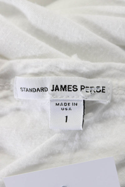 Standard James Perse Womens White Cotton Crew Neck Basic Long Sleeve Top Size 1