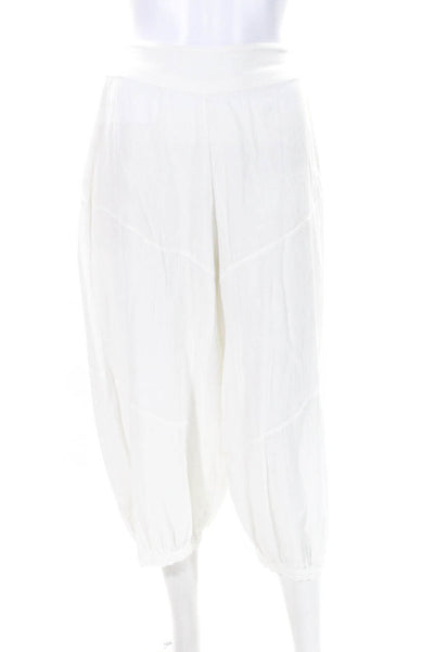 Lilka Anthropologie Womens White Cotton High Rise Cuff Ankle Jogger Pants Size S