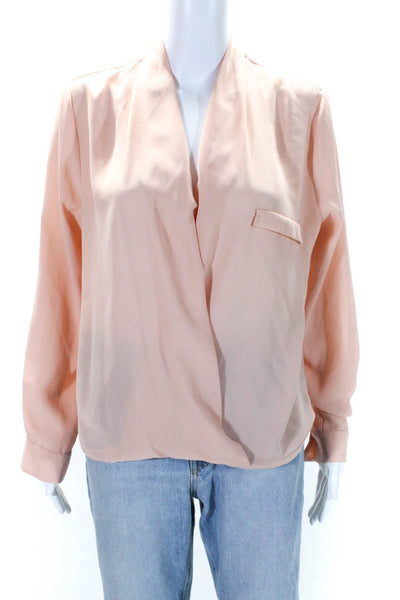 Scarlet Roos Women's V-Neck Long Sleeves High Low Hem Blouse Pink Size 3