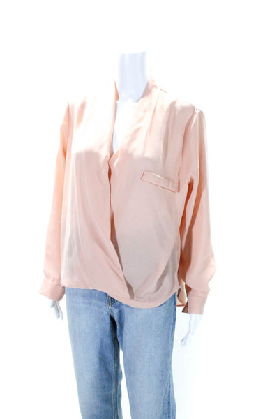 Scarlet Roos Women's V-Neck Long Sleeves High Low Hem Blouse Pink Size 3