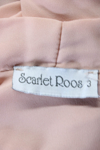 Scarlet Roos Women's V-Neck Long Sleeves High Low Hem Blouse Pink Size 3