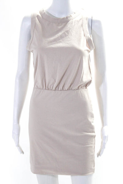 Fate. Womens Crew Neck Sleeveless Jersey Mini Sheath Dress Beige Size Small