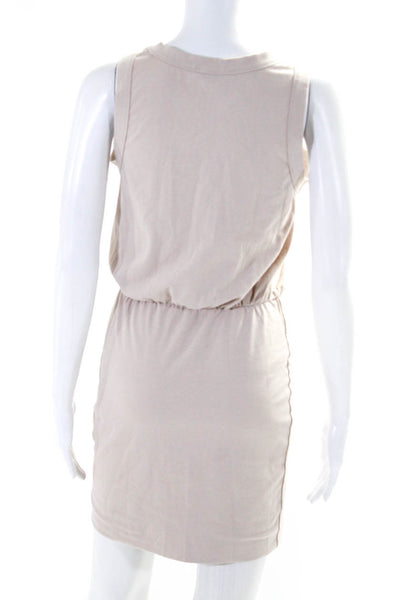 Fate. Womens Crew Neck Sleeveless Jersey Mini Sheath Dress Beige Size Small