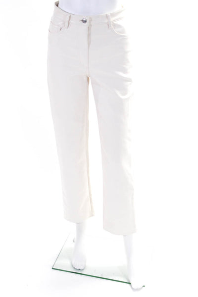 Wilfred Womens High Waist Straight Leg Faux Leather Pants Off White Size 2