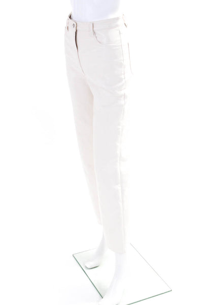 Wilfred Womens High Waist Straight Leg Faux Leather Pants Off White Size 2