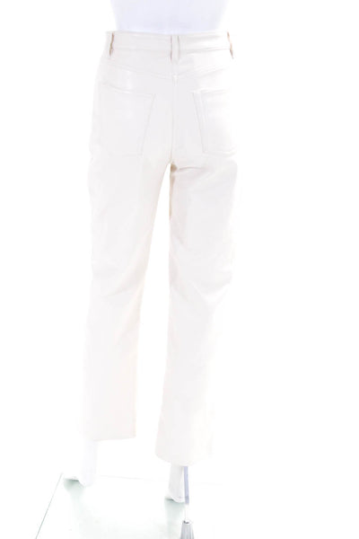 Wilfred Womens High Waist Straight Leg Faux Leather Pants Off White Size 2