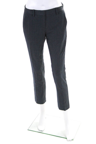 Theory Womens Zipper Fly Straight Leg Woven Trouser Pants Blue Wool Size 2