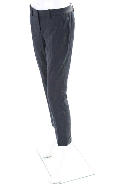 Theory Womens Zipper Fly Straight Leg Woven Trouser Pants Blue Wool Size 2