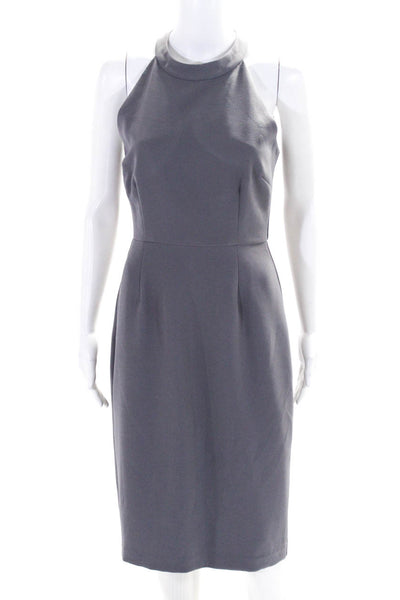 Pure Navy Womens Back Zip Sleeveless Crew Neck Sheath Dress Purple Size 6