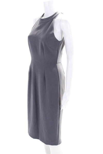 Pure Navy Womens Back Zip Sleeveless Crew Neck Sheath Dress Purple Size 6