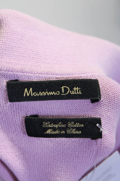 Massimo Dutti Mens Collared Half Buttoned Short Sleeve Polo Top Pink Size M