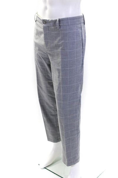 MNG Mens Striped Print Buttoned Zipped Straight Leg Dress Pants Gray Size EUR46