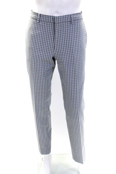 Club Monaco Mens Wool Plaid Print Hook & Eye Tapered Pants Gray Size EUR31