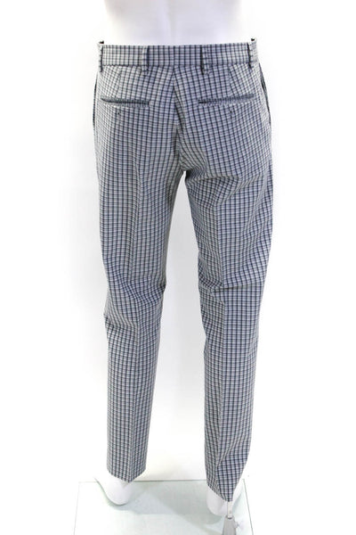 Club Monaco Mens Wool Plaid Print Hook & Eye Tapered Pants Gray Size EUR31