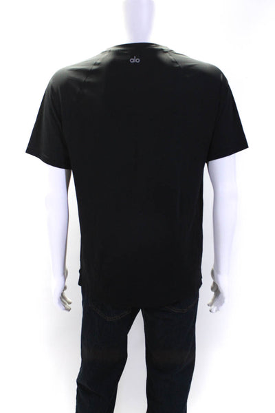 Alo Mens Round Neck Short Sleeve Pullover Athletic T-Shirt Black Size M