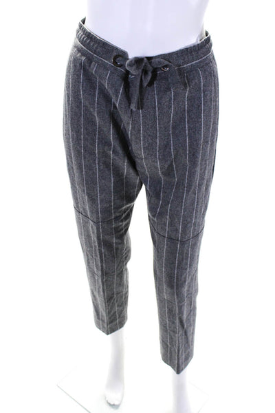 ELEVENTY Women's Button Closure Flat Front Straight Leg Pant Gray Stripe Size 2