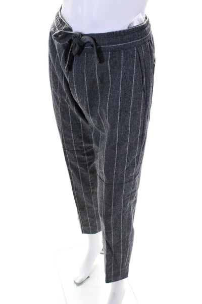 ELEVENTY Women's Button Closure Flat Front Straight Leg Pant Gray Stripe Size 2