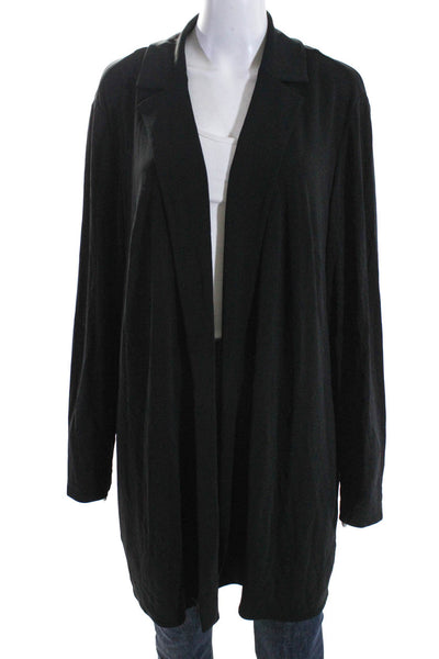 Lafayette 148 New York Womens Open Long Sleeve Cardigan Blouse Black Size L