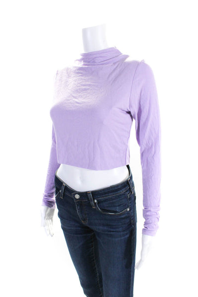 Naked Wardrobe Womens Long Sleeves High Neck Blouse Purple Size Extra Large