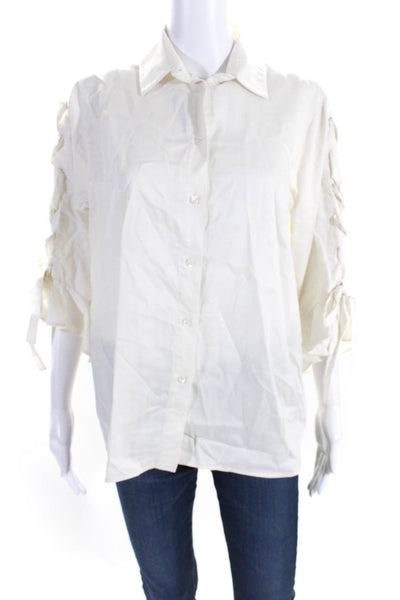 IRO Jeans Womens Lace Up Long Sleeves Button Down Shirt White Size EUR 40