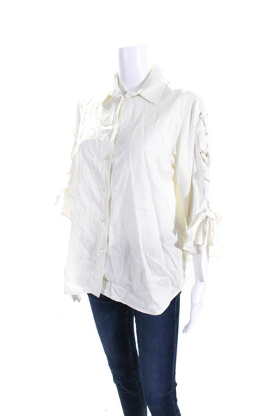 IRO Jeans Womens Lace Up Long Sleeves Button Down Shirt White Size EUR 40