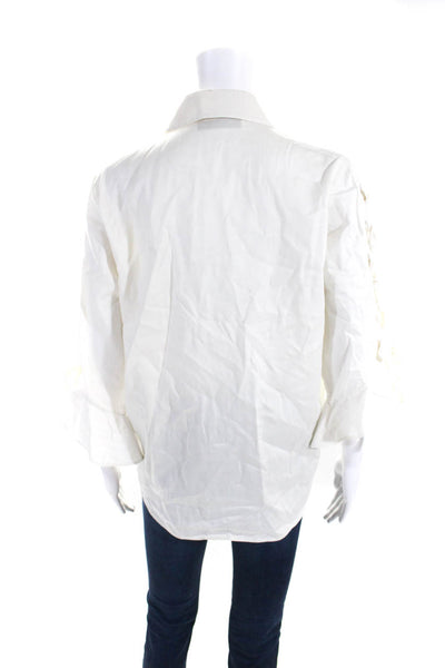 IRO Jeans Womens Lace Up Long Sleeves Button Down Shirt White Size EUR 40