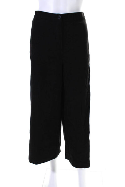 Eileen Fisher Womens Button Zip Slip-On Flat Front Straight Pants Black Size 12