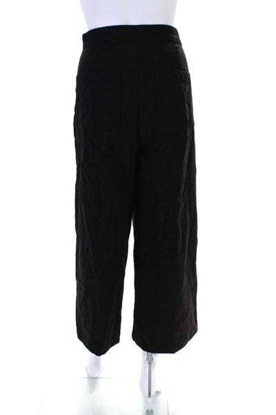 Eileen Fisher Womens Button Zip Slip-On Flat Front Straight Pants Black Size 12