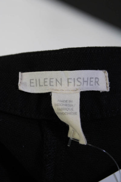 Eileen Fisher Womens Button Zip Slip-On Flat Front Straight Pants Black Size 12