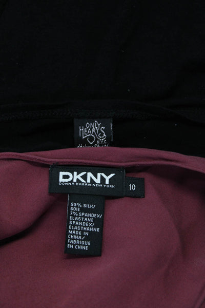 DKNY Women's V-Neck Spaghetti Strap Tank Top Blouse Mauve Black Size 10 Lot 2