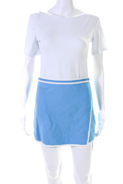 House of Harlow 1960 Womens Faux Wrap A Line Mini Skirt Sky Blue White Size Smal