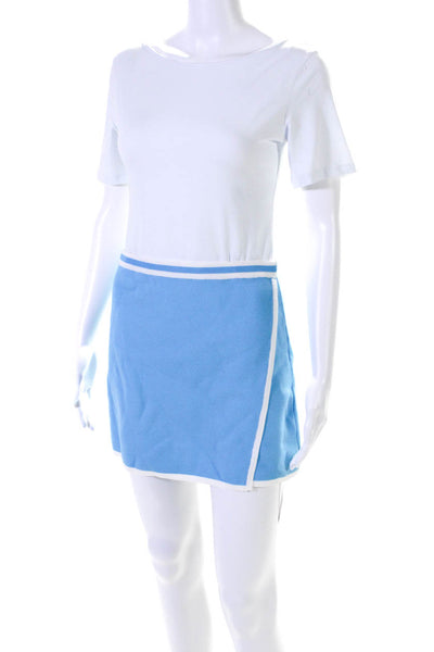 House of Harlow 1960 Womens Faux Wrap A Line Mini Skirt Sky Blue White Size Smal