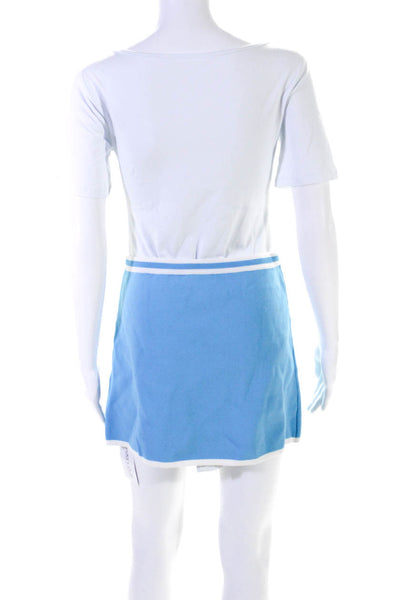 House of Harlow 1960 Womens Faux Wrap A Line Mini Skirt Sky Blue White Size Smal