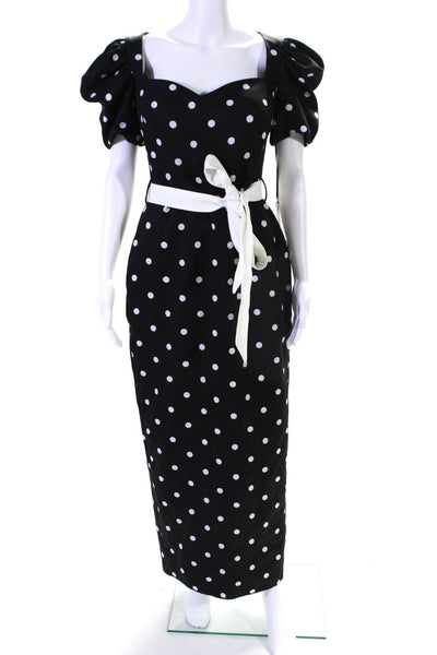 Elit Bella Womens Polka Dot Short Sleeves Belted Dress Black White Size EUR 40