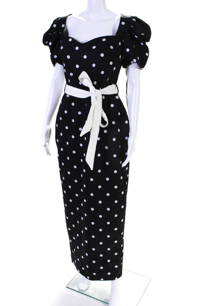 Elit Bella Womens Polka Dot Short Sleeves Belted Dress Black White Size EUR 40