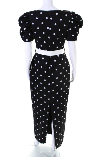 Elit Bella Womens Polka Dot Short Sleeves Belted Dress Black White Size EUR 40