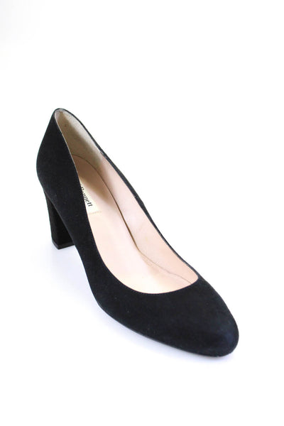 L.K. Bennett Womens Suede Almond Toe Mid Block Heel Pumps Black Size 9.5US 39.5E