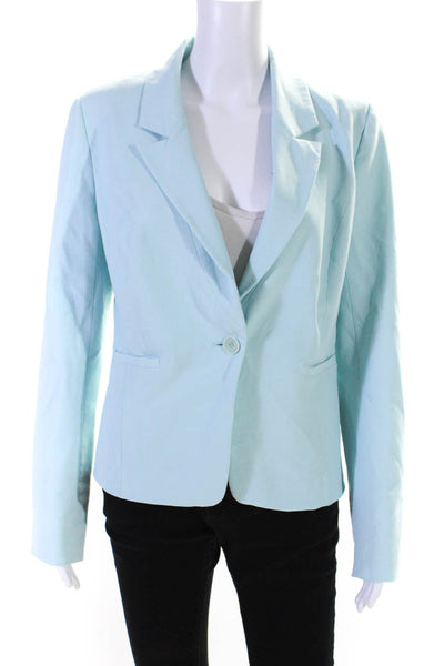 Classiques Entier Womens Notched Lapel One Button Blazer Jacket Blue Size 10