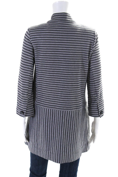 Cabi Womens Button Front 3/4 Sleeve Crew Neck Striped Dress Blue Size Small