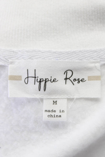 Hippie Rose Womens Half Zipper Turtleneck Sweater White Cotton Size Medium