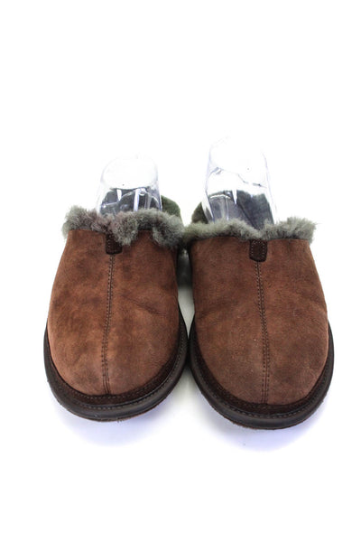 UGG Australia Mens Sheepskin Suede Slide On Hyde Slipper Shoes Brown Size 10