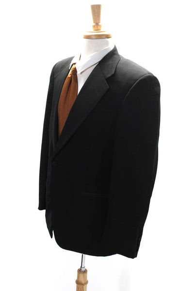 Corneliani Mens Single Button Notched Lapel Blazer Jacket Black Wool Size IT 48