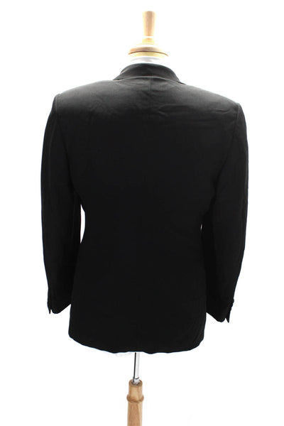 Corneliani Mens Single Button Notched Lapel Blazer Jacket Black Wool Size IT 48