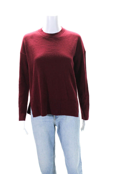 Theory Womens Cashmere Round Neck Long Sleeve Pullover Sweater Top Red Size P