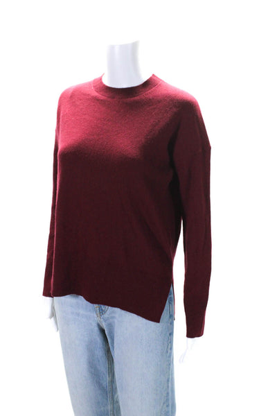 Theory Womens Cashmere Round Neck Long Sleeve Pullover Sweater Top Red Size P