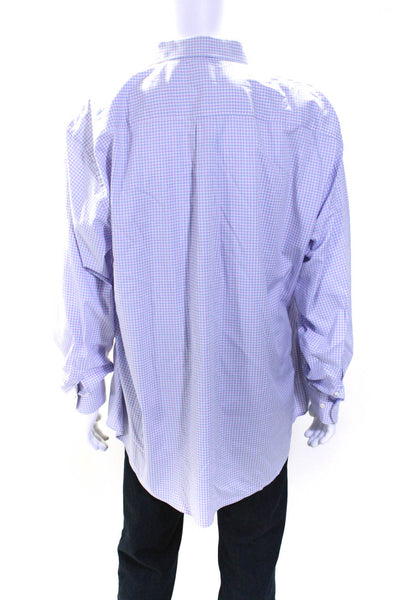 Peter Millar Mens Long Sleeve Check Button Up Shirt Blue White Purple Size XXL